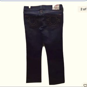 True Religion Women Denim Jeans 28 Straight Cut Dark Blue Cotton